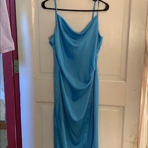 Cowl neck satin dress